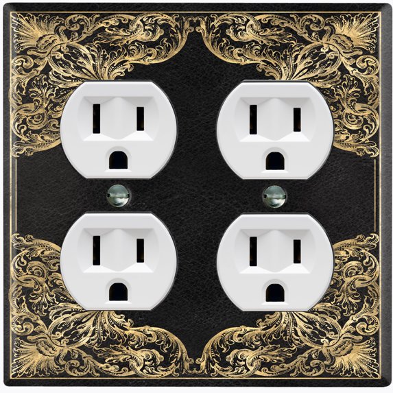 Metal Light Switch Plate Outlet Cover (French Victorian Frame - Double Duplex)