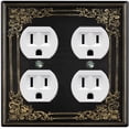 thumbnail image 1 of Metal Light Switch Plate Outlet Cover (French Victorian Frame - Double Duplex), 1 of 2