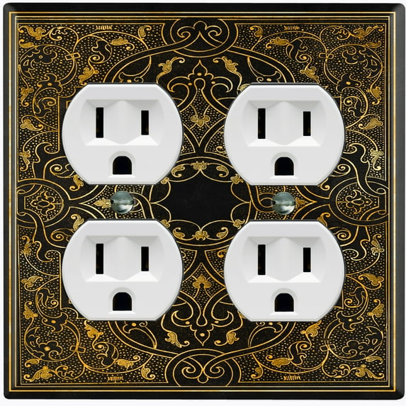 Metal Light Switch Plate Outlet Cover (French Victorian Frame - Double Duplex)