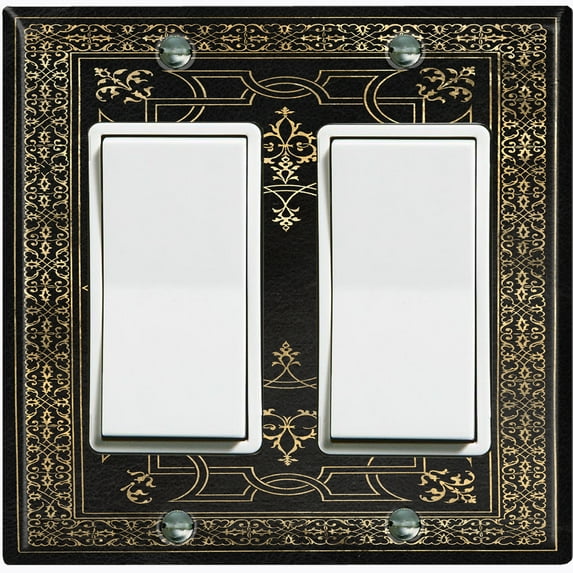 Metal Light Switch Plate Outlet Cover (French Victorian Frame - Double Rocker)
