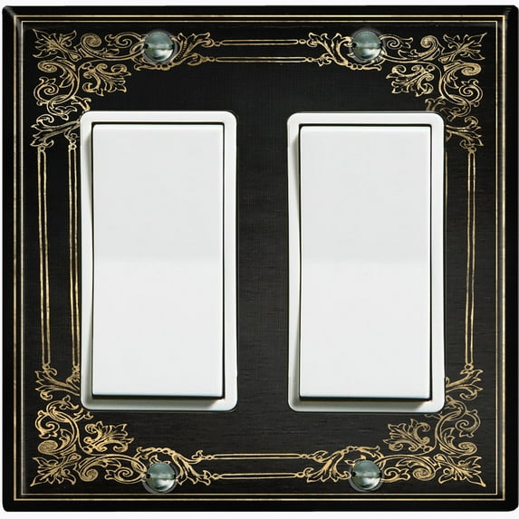 Metal Light Switch Plate Outlet Cover (French Victorian Frame - Double Rocker)