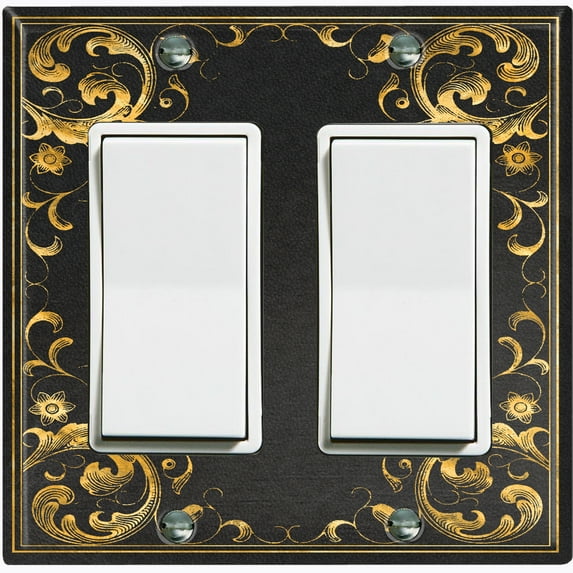 Metal Light Switch Plate Outlet Cover (French Victorian Frame - Double Rocker)