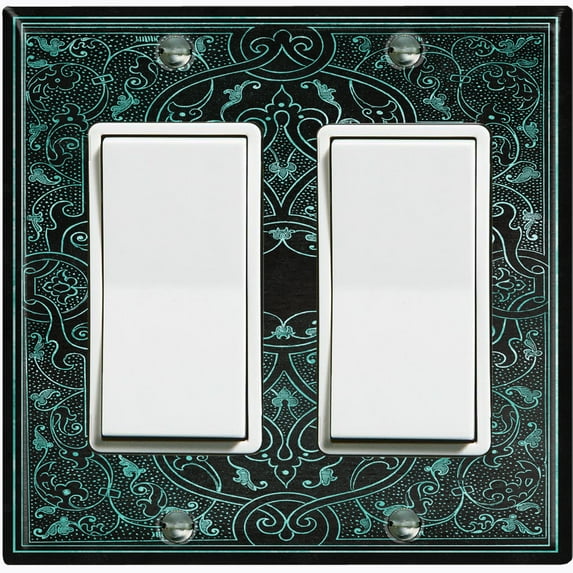 Metal Light Switch Plate Outlet Cover (French Victorian Frame - Double Rocker)