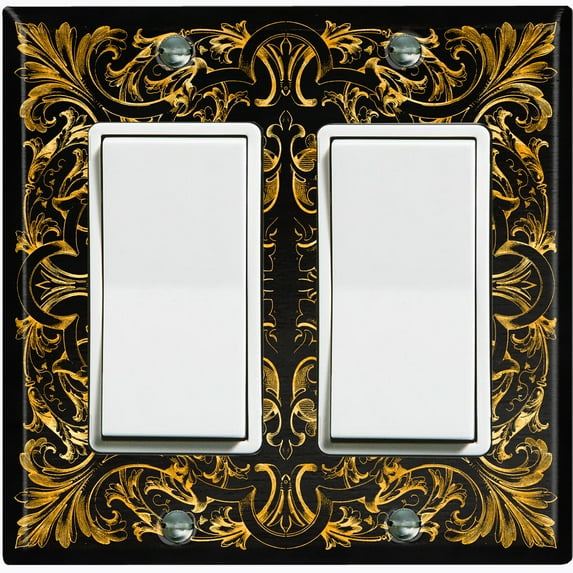 Metal Light Switch Plate Outlet Cover (French Victorian Frame - Double Rocker)