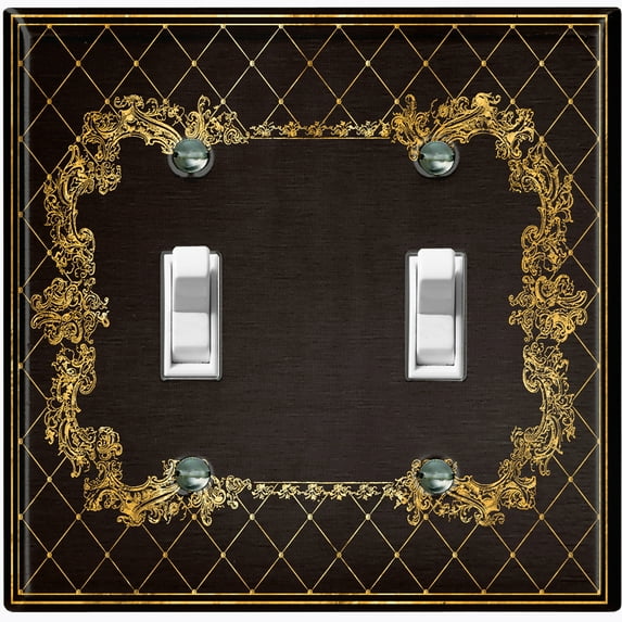 Metal Light Switch Plate Outlet Cover (French Victorian Frame - Double Toggle)