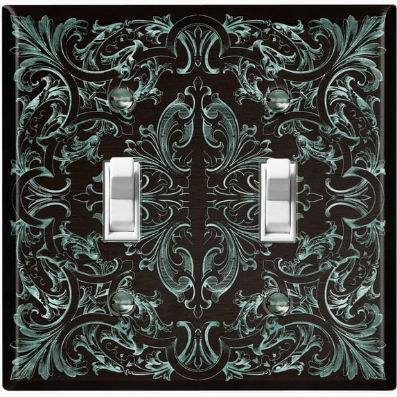 Metal Light Switch Plate Outlet Cover (French Victorian Frame - Double Toggle)