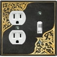 thumbnail image 1 of Metal Light Switch Plate Outlet Cover (French Victorian Frame - Single Duplex Single Toggle), 1 of 2