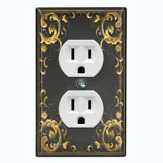 Metal Light Switch Plate Outlet Cover (French Victorian Frame - Single Duplex)