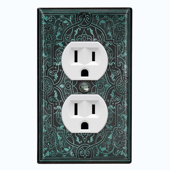 Metal Light Switch Plate Outlet Cover (French Victorian Frame - Single Duplex)
