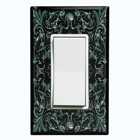Metal Light Switch Plate Outlet Cover (French Victorian Frame - Single Rocker)