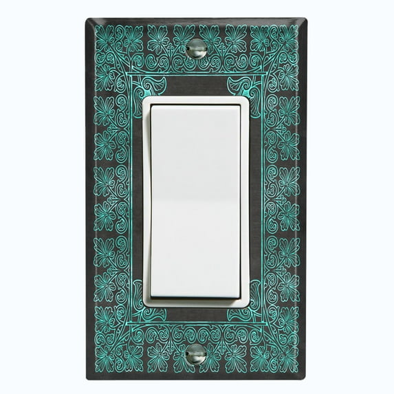 Metal Light Switch Plate Outlet Cover (French Victorian Frame - Single Rocker)