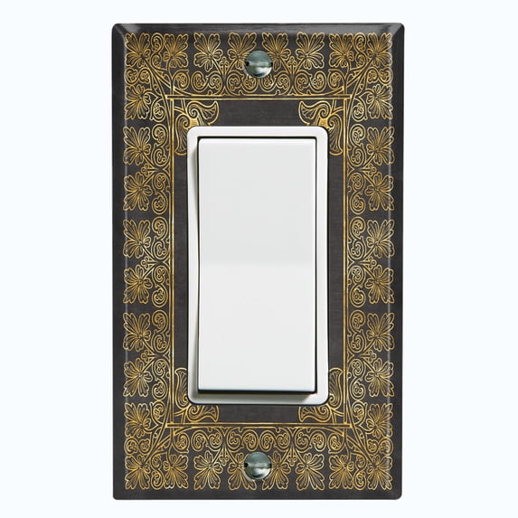 Metal Light Switch Plate Outlet Cover (French Victorian Frame - Single Rocker)