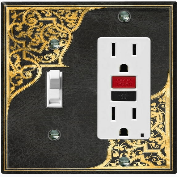 Metal Light Switch Plate Outlet Cover (French Victorian Frame - Single Toggle Single Rocker)