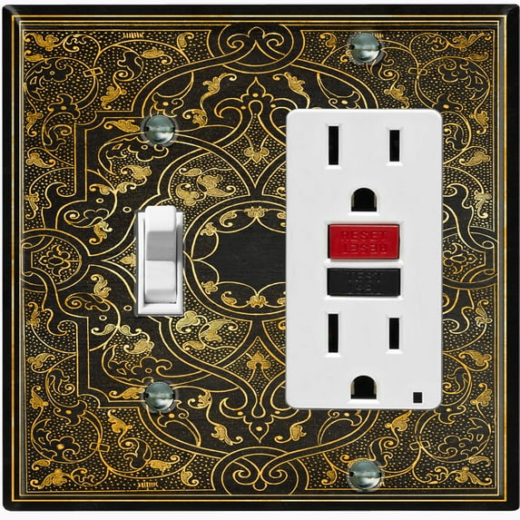 Metal Light Switch Plate Outlet Cover (French Victorian Frame - Single Toggle Single Rocker)