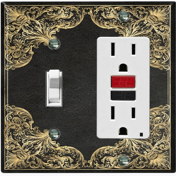 Metal Light Switch Plate Outlet Cover (French Victorian Frame - Single Toggle Single Rocker)