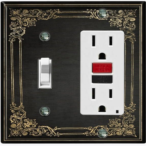 Metal Light Switch Plate Outlet Cover (French Victorian Frame - Single Toggle Single Rocker)