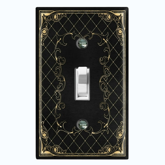 Metal Light Switch Plate Outlet Cover (French Victorian Frame - Single Toggle)