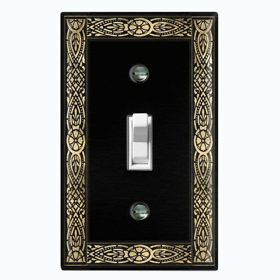 Metal Light Switch Plate Outlet Cover (French Victorian Frame - Single Toggle)