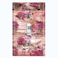 thumbnail image 1 of Metal Light Switch Plate Outlet Cover (Image Of Brown Wooden Fence Red Hydrangea FEN009), 1 of 13
