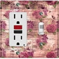 thumbnail image 1 of Metal Light Switch Plate Outlet Cover (Image Of Brown Wooden Fence Red Hydrangea FEN009), 1 of 13