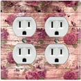 thumbnail image 1 of Metal Light Switch Plate Outlet Cover (Image Of Brown Wooden Fence Red Hydrangea FEN009), 1 of 13