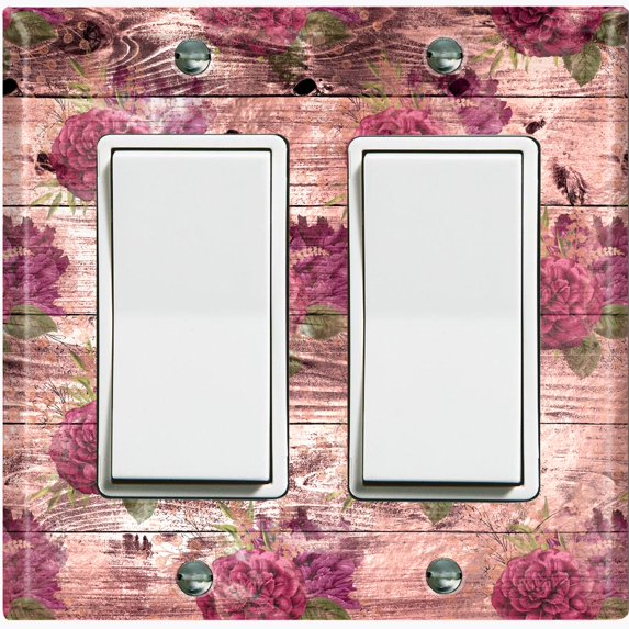 Metal Light Switch Plate Outlet Cover (Image Of Brown Wooden Fence Red Hydrangea FEN009)