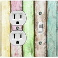 thumbnail image 1 of Metal Light Switch Plate Outlet Cover (Image Of Colorful Wooden Fence FEN001), 1 of 13