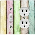 thumbnail image 1 of Metal Light Switch Plate Outlet Cover (Image Of Colorful Wooden Fence FEN001), 1 of 13