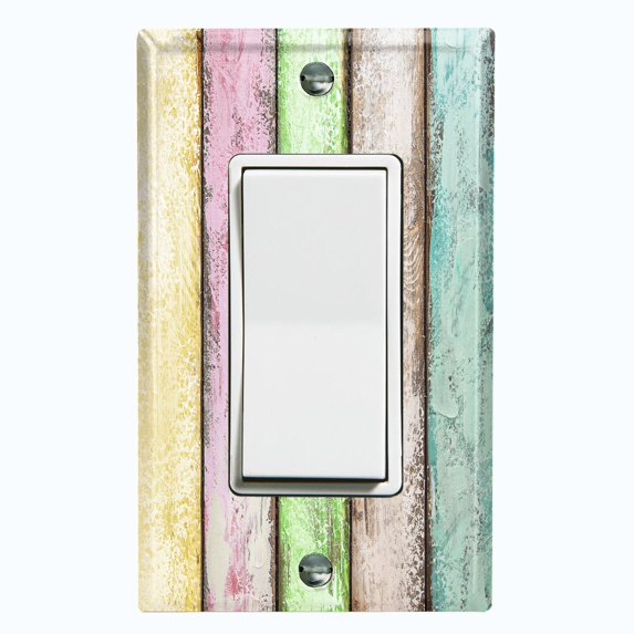 Metal Light Switch Plate Outlet Cover (Image Of Colorful Wooden Fence FEN001)
