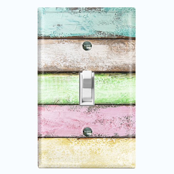 Metal Light Switch Plate Outlet Cover (Image Of Colorful Wooden Fence FEN002)
