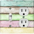 thumbnail image 1 of Metal Light Switch Plate Outlet Cover (Image Of Colorful Wooden Fence FEN002), 1 of 14
