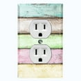 thumbnail image 1 of Metal Light Switch Plate Outlet Cover (Image Of Colorful Wooden Fence FEN002), 1 of 14