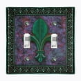 thumbnail image 1 of Metal Light Switch Plate Outlet Cover (Image Of Purple Stone Fleur De Lis FDL007), 1 of 14