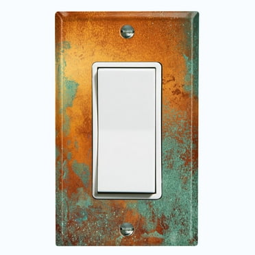 Metal Light Switch Plate Outlet Cover Image of Distressed Copper MET011