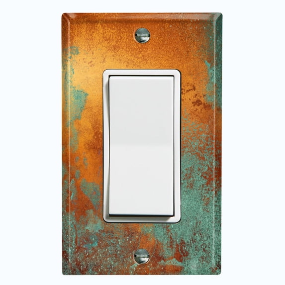 Metal Light Switch Plate Outlet Cover Image of Distressed Copper MET011