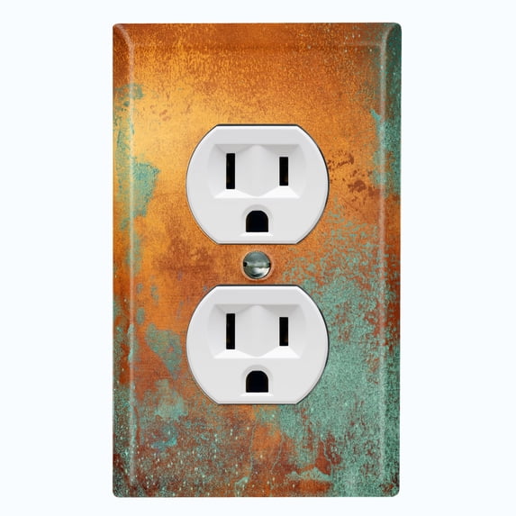 Metal Light Switch Plate Outlet Cover Image of Distressed Copper MET011