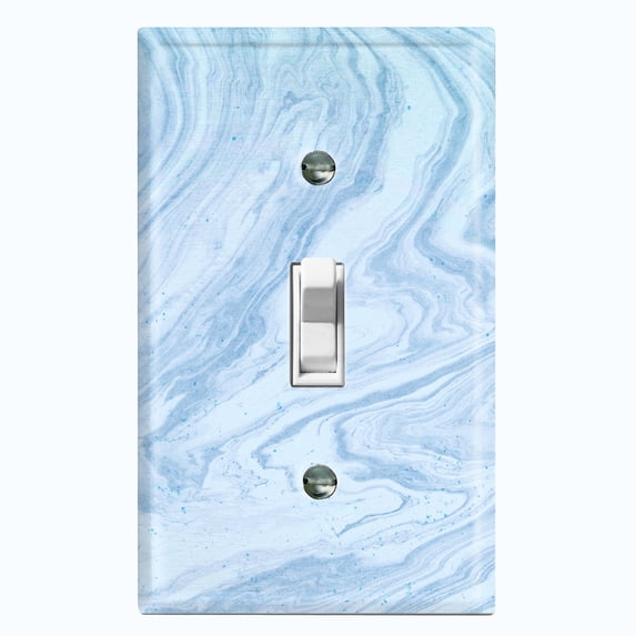 Metal Light Switch Plate Outlet Cover (Image of Marble Baby Blue MAR013)