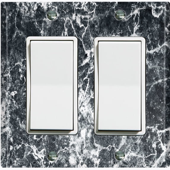 Metal Light Switch Plate Outlet Cover (Image of Marble Black MAR002)