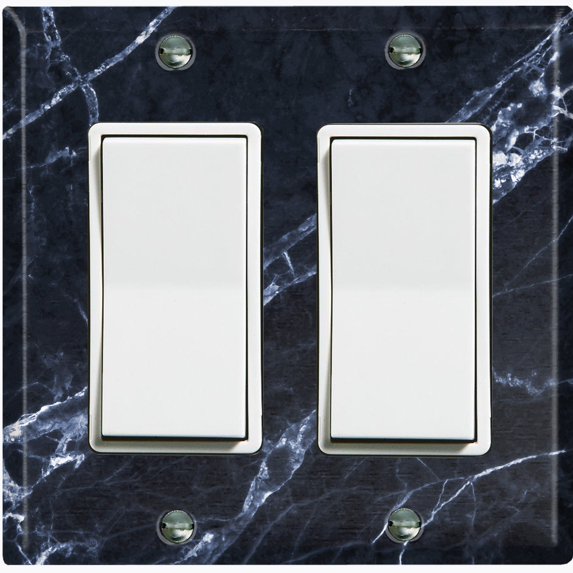 Metal Light Switch Plate Outlet Cover (Image of Marble Black MAR006)