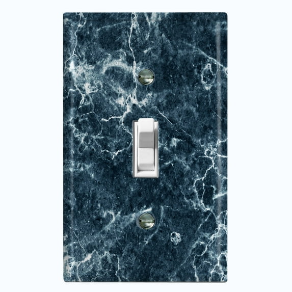 Metal Light Switch Plate Outlet Cover (Image of Marble Blue MAR012)