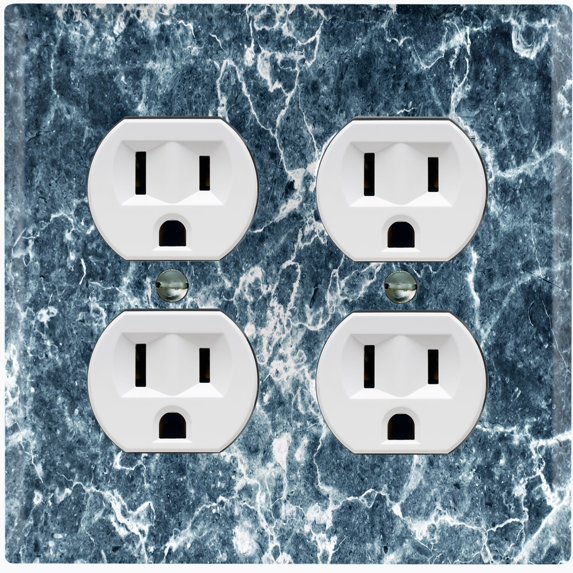 Metal Light Switch Plate Outlet Cover (Image of Marble Blue MAR012)