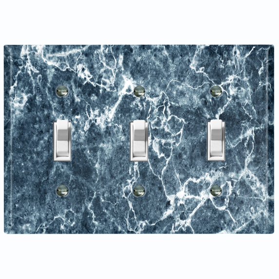 Metal Light Switch Plate Outlet Cover (Image of Marble Blue MAR012)