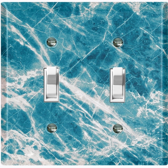 Metal Light Switch Plate Outlet Cover (Image of Marble Blue MAR015)