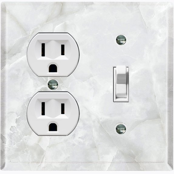 Metal Light Switch Plate Outlet Cover (Image of Marble Gray MAR032)