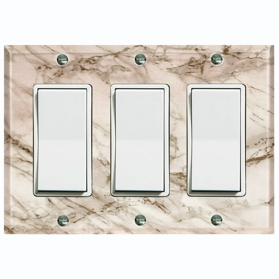Metal Light Switch Plate Outlet Cover (Image of Marble White Gray MAR072)
