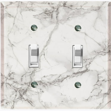 Metal Light Switch Plate Outlet Cover (Image of Marble White MAR071)