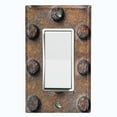 thumbnail image 1 of Metal Light Switch Plate Outlet Cover Image of Rusted Crosshatch MET004, 1 of 14