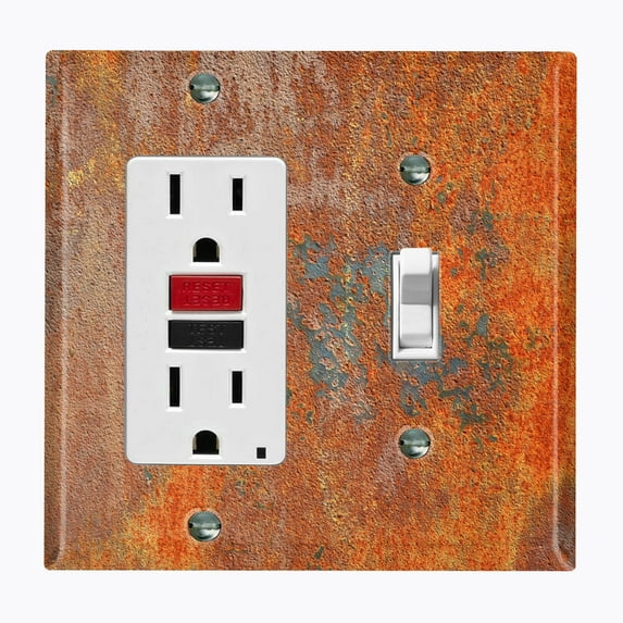 Metal Light Switch Plate Outlet Cover Image of Rusted Metal MET001