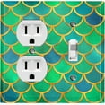 thumbnail image 1 of Metal Light Switch Plate Outlet Cover Mermaid Blue Green MER009, 1 of 13