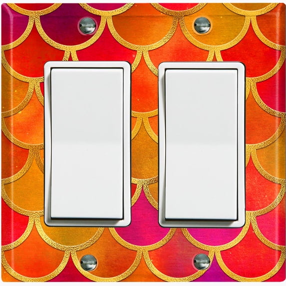 Metal Light Switch Plate Outlet Cover Mermaid Orange MER013
